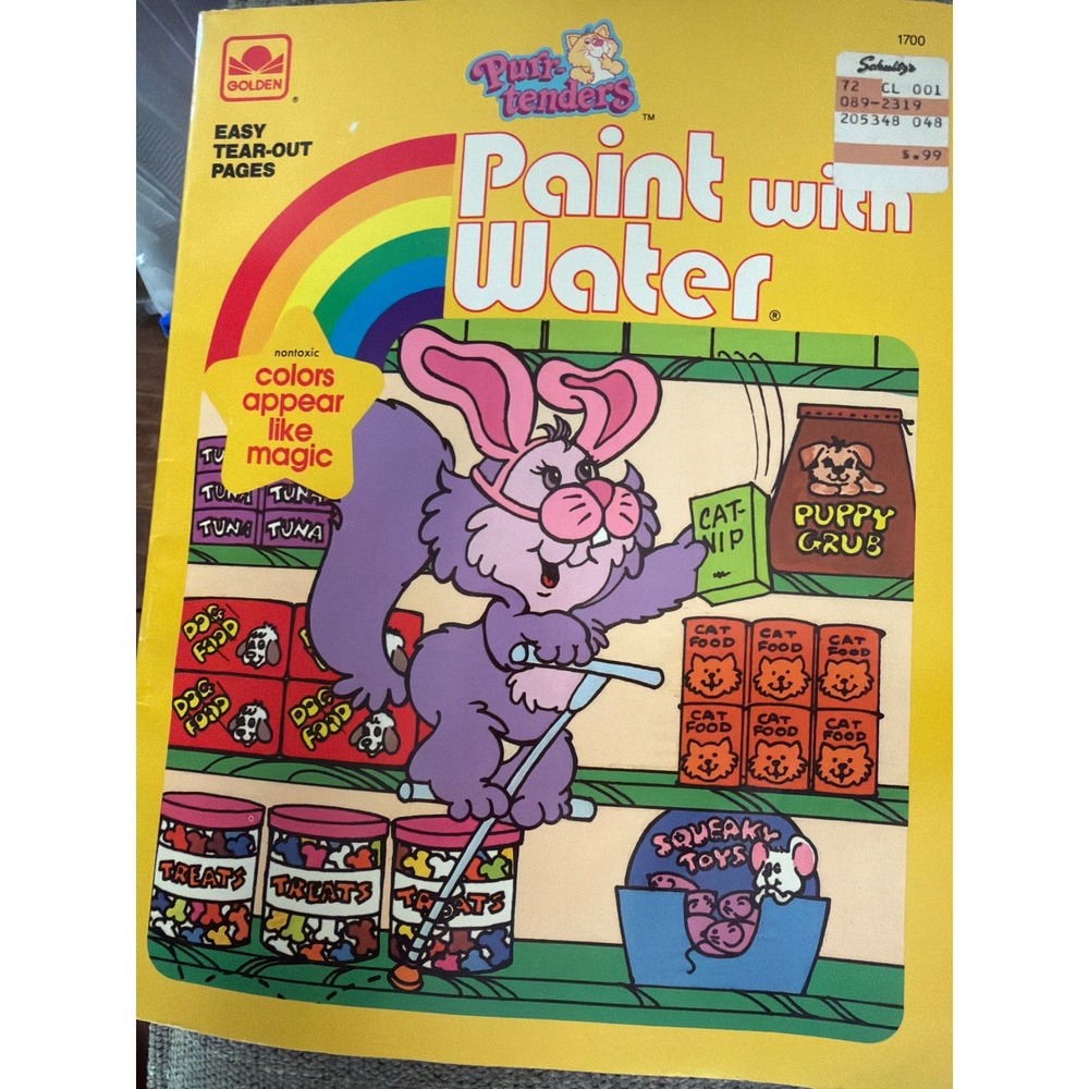 Vintage 1988 Purr-tenders Paint‎ with Water Golden Activity Book Retro 80s Rare